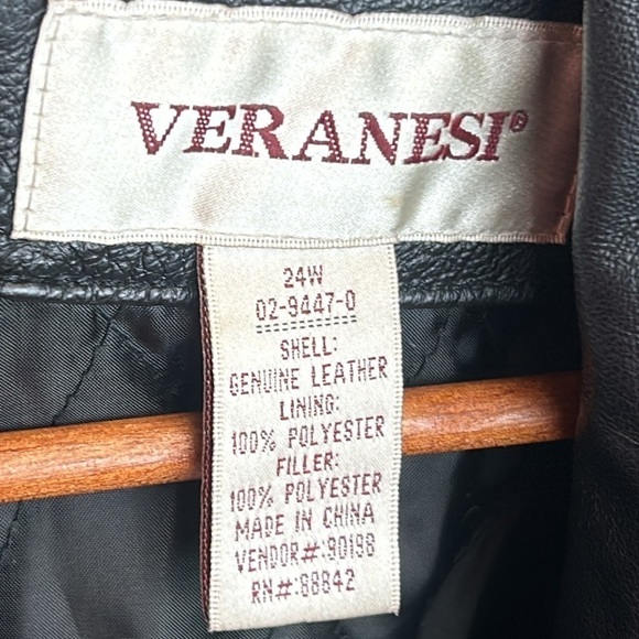 Veranesi Leather Double Breasted Quilted Lining Heavy Winter Black Coat - Picture 3 of 11